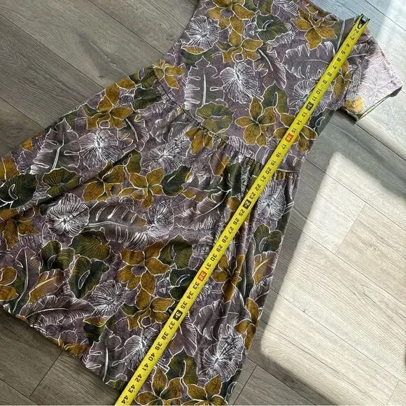 Hilo Hattie Women Short Sleeve Hawaiian Maxi Dress Size L Made In Hawaii Purple - Picture 4 of 8